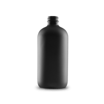 16 oz Black Frosted Glass Boston Round Bottle 28-400 Neck Finish