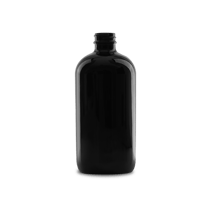 16 oz Black UV Glass Boston Round Bottle 28-400 Neck Finish