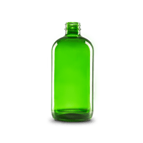 16 oz Green Glass Boston Round Bottle 28-400 Neck Finish