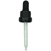 18-415 Black Tamper Evident Dropper with 76 mm Glass Pipette (Fits 30 ml Euro Round Bottle) - 1000/Case