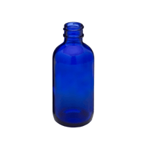 2 oz Cobalt Blue Boston Round Glass Bottle with 20-400 Neck Finish - (240/Case)