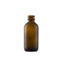 2 oz Amber Frosted Glass Boston Round Bottle 20-400 Neck Finish