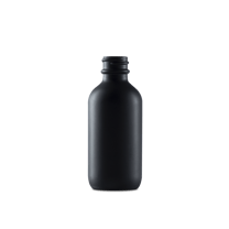2 oz Black Frosted Glass Boston Round Bottle 20-400 Neck Finish