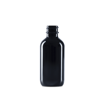 2 oz Black UV Glass Boston Round Bottle 20-400 Neck Finish