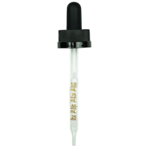 20-400 Black CRC Dropper with 91 mm Graduated Glass Pipette (Fits 2 oz Boston Round Bottle) - 1000/Case