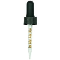 20-400 Black Dropper with 76 mm Graduated Glass Pipette (Fits 1 oz Boston Round Bottle) - 1000/Case
