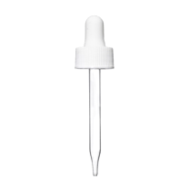 20-400 White Dropper with 76 mm Glass Pipette (Fits 1 oz Boston Round Bottle) - 1000/Case