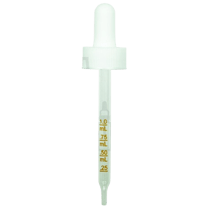 20-400 White Dropper with 91 mm Graduated Glass Pipette (Fits 2 oz Boston Round Bottle) - 1000/Case