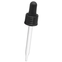 20-410 Black Dropper with 76 mm Glass Pipette (Fits 1 oz Boston Round Bottle) - 1000/Case