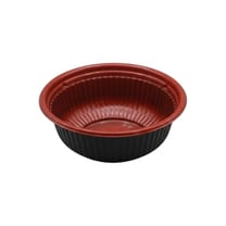 30 oz Black & Red Round PP Plastic Bowl - (300/Case)