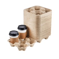 Pulp Fiber 4 Cup Carrier for 8 to 28 oz. Cups - (300/Case)
