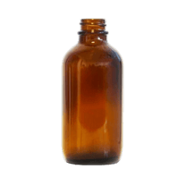 4 oz Amber Boston Round Glass Bottle with 22-400 Neck Finish - (128/Case)