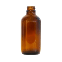 4 oz Amber Boston Round Glass Bottle with 24-400 Neck Finish - (128/Case)
