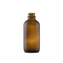 4 oz Amber Frosted Glass Boston Round Bottle 22-400 Neck Finish