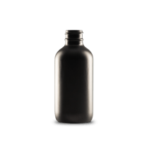 4 oz Black Frosted Glass Boston Round Bottle 22-400 Neck Finish