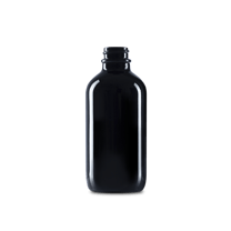 4 oz Black UV Glass Boston Round Bottle 22-400 Neck Finish