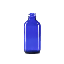 4 oz Blue Glass Boston Round Bottle 22-400 Neck Finish