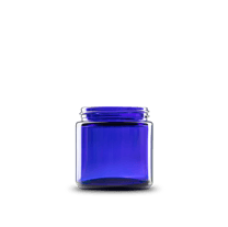 4 oz Blue Glass Straight-Sided Round Jar 58-400 Neck Finish