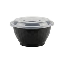 40 oz Black Round PP Plastic Microwavable Bowl with Clear Lid - (150/Case)