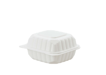 6" x 6" x 3" 1-Compartment Microwaveable White Mineral-Filled Plastic Hinged Take-Out Containers - (300/Case)