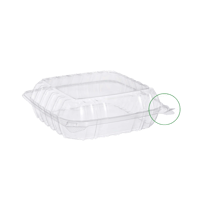 8" Clear Plastic Hinged Take-Out Containers 8.26" x 8.26" x 3.0" - (250/Case)
