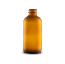 8 oz Amber Frosted Glass Boston Round Bottle 28-400 Neck Finish