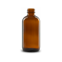 8 oz Amber Glass Boston Round Bottle 28-400 Neck Finish