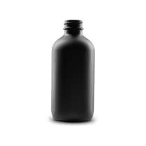 8 oz Black Frosted Glass Boston Round Bottle 28-400 Neck Finish