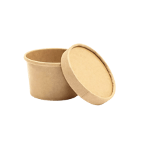 8 oz. Kraft Poly-Coated Paper Food Cup with Paper Lid - (250/Case)