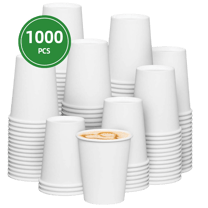 8 oz. White Poly Paper Hot Cups - (1000/Case)