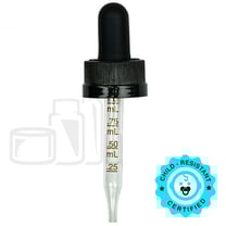 CRC (Child Resistant Closure) Dropper - Black with Measurement Markings on Pipette  - 65mm 20-400 (1400/Case)