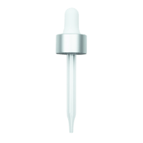 NON CRC (Child Resistant Closure) Dropper - Silver Skirt/White Bulb - 76mm 20-400(1496/case)