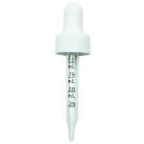 NON CRC (Child Resistant Closure) Dropper - White with Measurement Markings on Pipette - 66mm 18-400(1400/case)