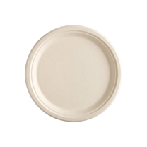 10" Light Brown Sugarcane Bagasse Round Plates - (500/Case)