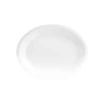 10" x 12.5" White Sugarcane Bagasse Oval Plates - (500/Case)