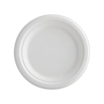 7" White Sugarcane Bagasse Round Plates - (1000/Case)