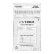 12.5" x 21.5" Clear Plastic Coin Deposit Bags with Die-Cut Handle & Tear-off Receipt