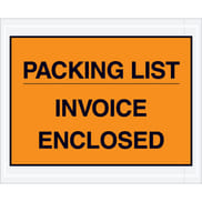 4 1/2 x 5 1/2" Orange "Packing List/Invoice Enclosed" Envelopes