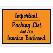4 1/2 x 6" Orange "Important Packing List And/Or Invoice Enclosed" Envelopes