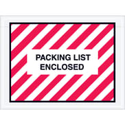 4 1/2 x 6" Red (Striped) "Packing List Enclosed" Envelopes