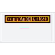 5 1/2 x 10" Orange "Certification Enclosed" Envelopes