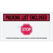 5 1/2 x 10" Red "Packing List Enclosed - Stop" Envelopes