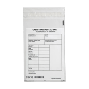 8.5" x 8" Clear Plastic Cash Transmittal Bags for Retail & Bank Deposits with Sequential Barcode