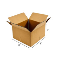 8" x 6" x 6" Corrugated Shipping Box – Kraft 32 ECT, Single Wall - (25/Bundle)