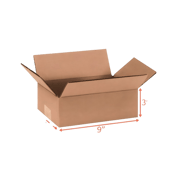 9" x 6" x 3" Corrugated Shipping Box – Kraft 32 ECT, Single Wall - (25/Bundle)