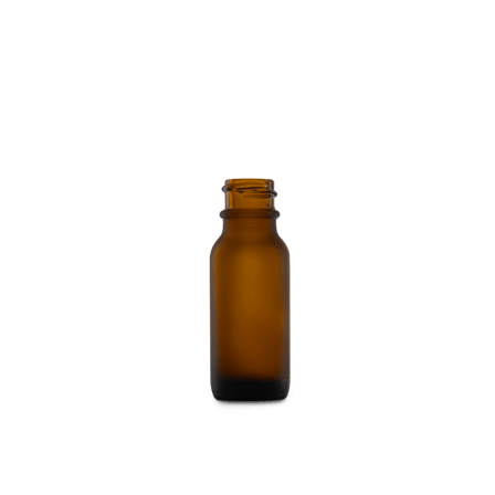 0.5 oz Amber Frosted Glass Boston Round Bottle 18-400 Neck Finish