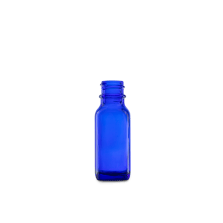 0.5 oz Blue Glass Boston Round Bottle 18-400 Neck Finish