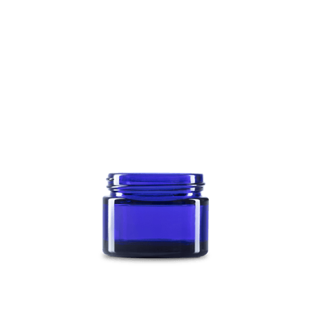 1.7 oz Blue Glass Cylinder Low-Profile Jar 53-400 Neck Finish