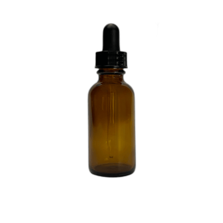 1 oz. (30 ml) Amber Boston Round Glass Bottle with Black Dropper

