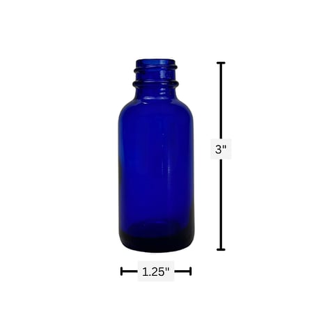 1 oz. (30 ml) Cobalt Blue Boston Round Glass Bottle 20-400 Neck Finish